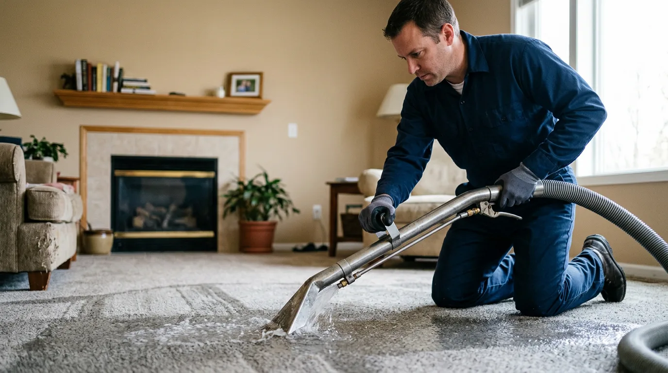 Water damage restoration technician working near South Hamilton, MA